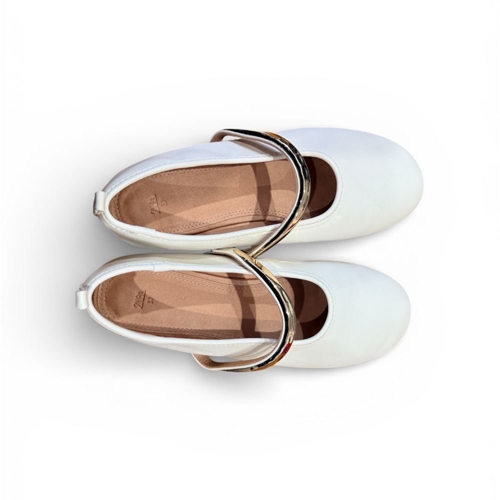 NWT brand new Zara metallic strap ballet flats size 37 - Picture 4 of 9
